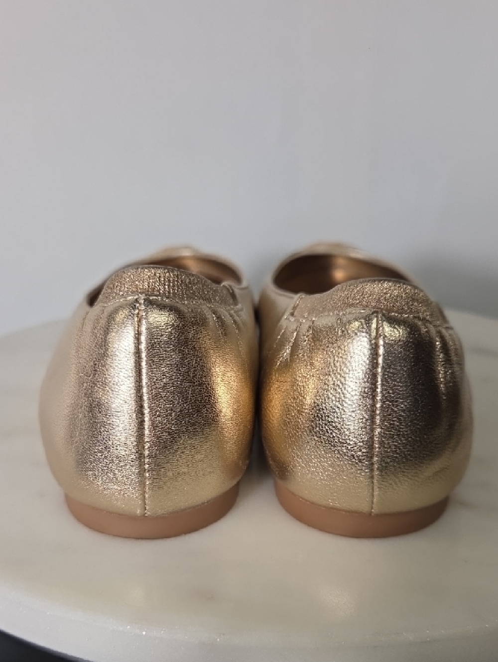 Alexander McQueen Gold Leather Metallic Sequin-Toe Ballet Flats Size 37.5 - Picture 4 of 13
